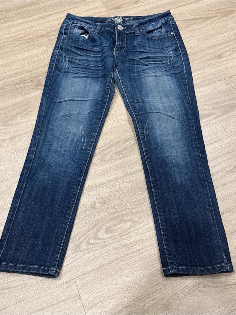 Women's Straight Leg Jeans in Dark Blue Denim